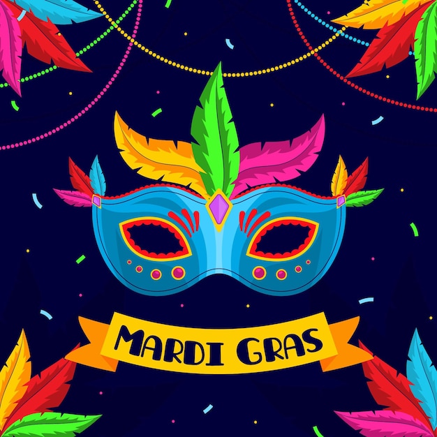 Mardi gras concept in flat design