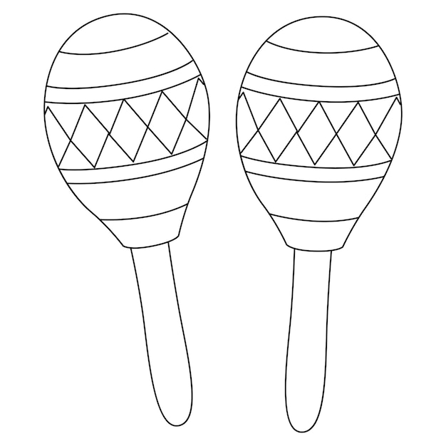 Mardi Gras Maracas Isolated Coloring Page