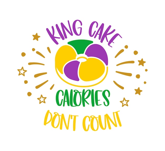 Mardi Gras t shirt design with king cake Carnival celebration Vector design for poster badge emblem