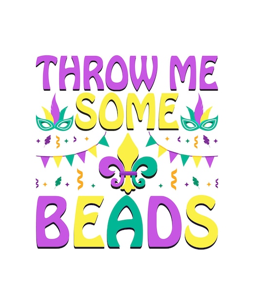 Mardi gras typography t-shirt or label and badge collection