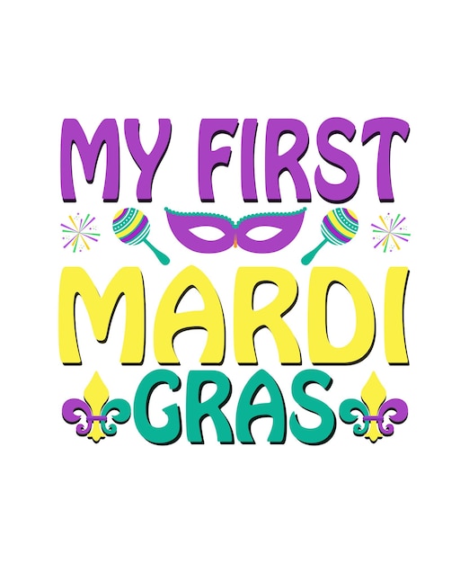 Mardi gras typography t-shirt or label and badge collection