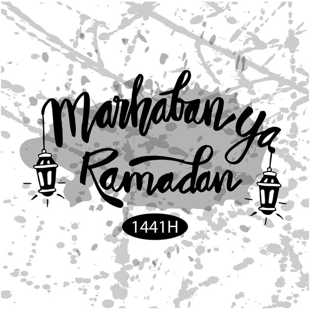 Vector marhaban ya ramadan hand lettering calligraphy