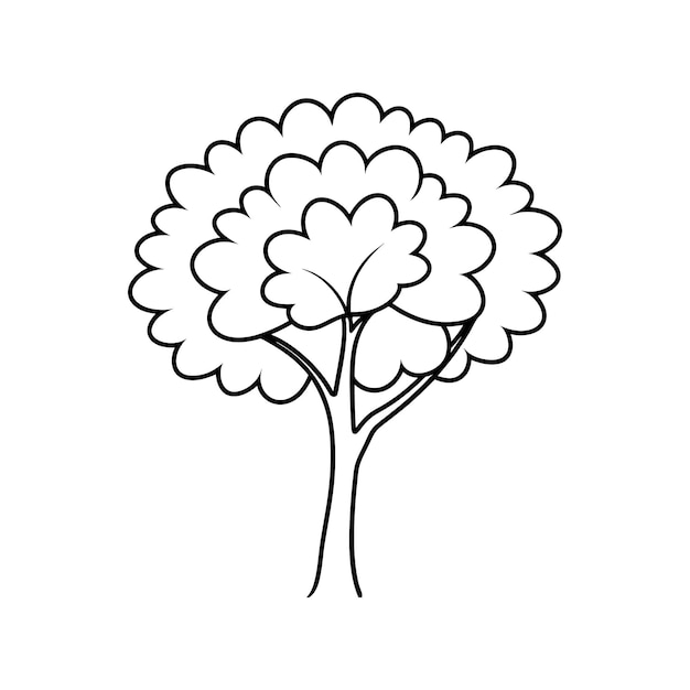 Marigold flower tree vector line art illustration icon logo