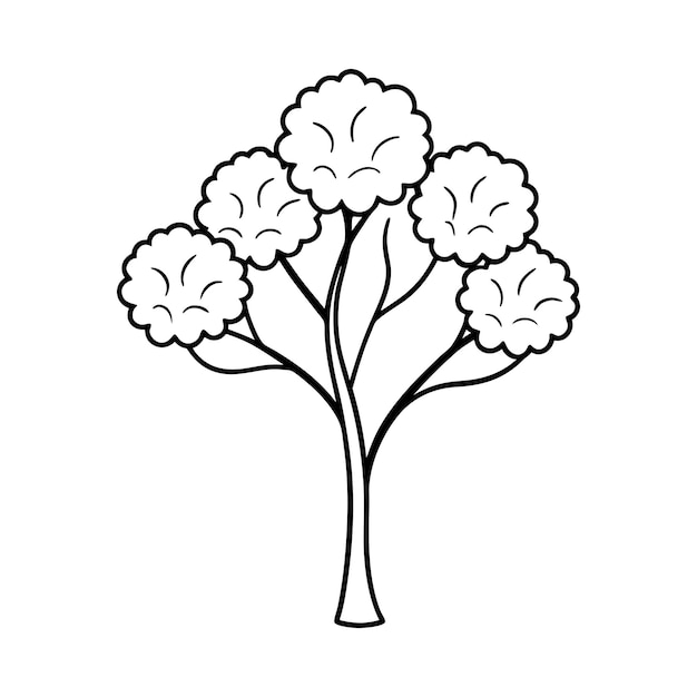 Marigold flower tree vector line art illustration icon logo