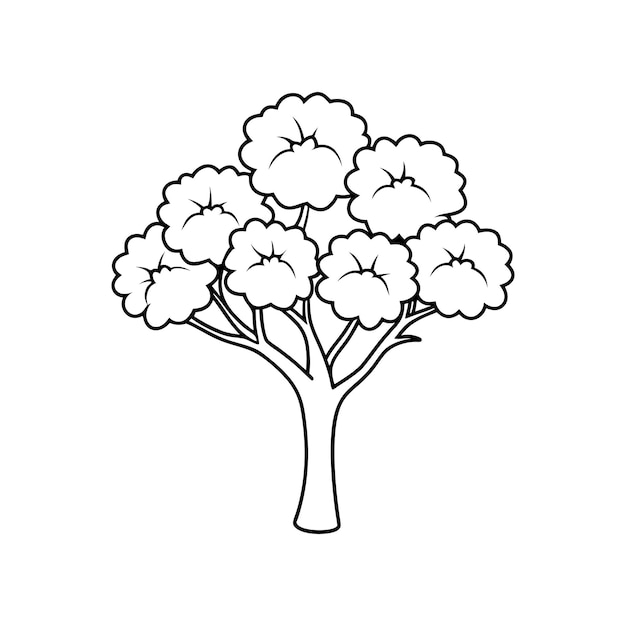 Marigold flower tree vector line art illustration icon logo