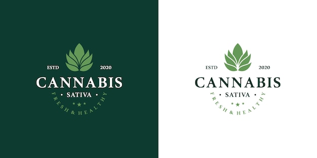 Marijuana health medical cannabis logo set