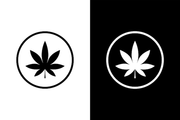 Marijuana Leaf Emblem Cannabis symbol vector CBD icon or sign Medicine marijuana