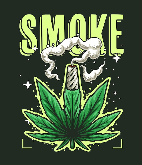 Marijuana Leaf with smoke illustration