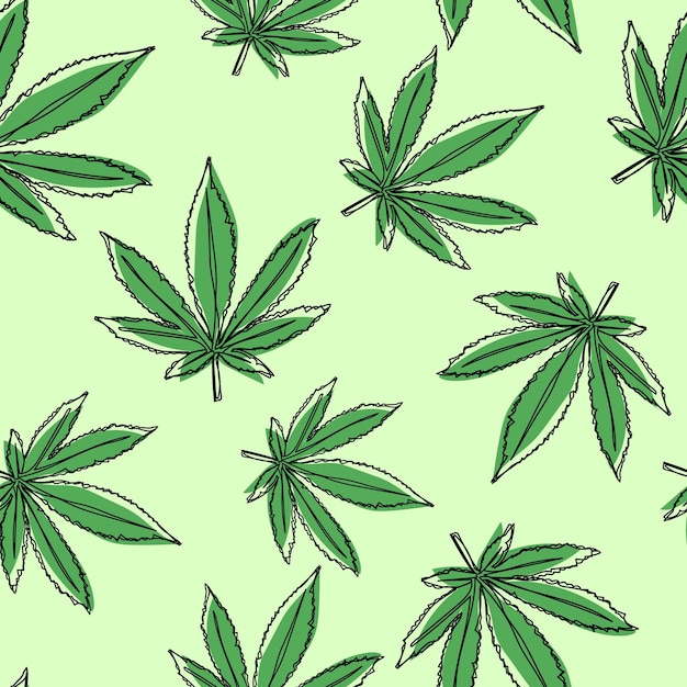 Marijuana leaves seamless pattern Cannabis background