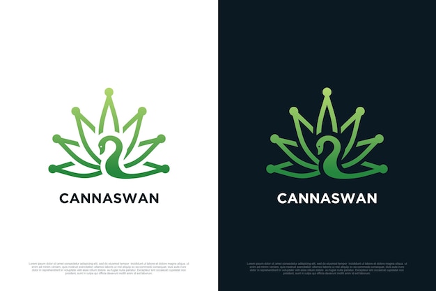 Marijuana logo design with swan unique style concept Premium Vector 2