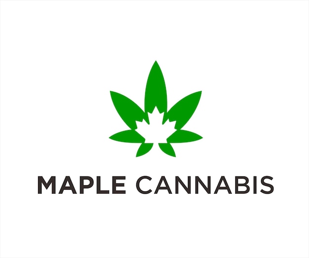 marijuana maple logo design vector illustration