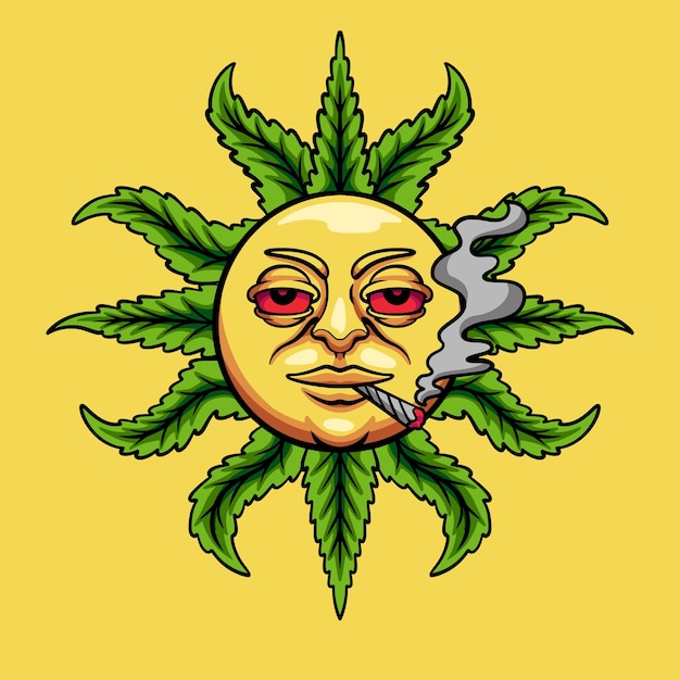 Marijuana Sun Smoking weed Cartoon