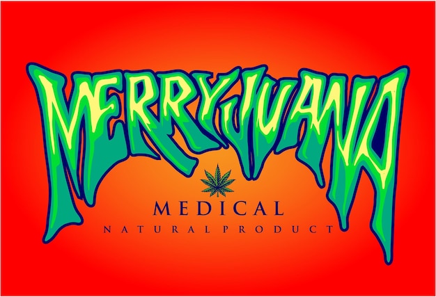 Marijuana word lettering typography colorful