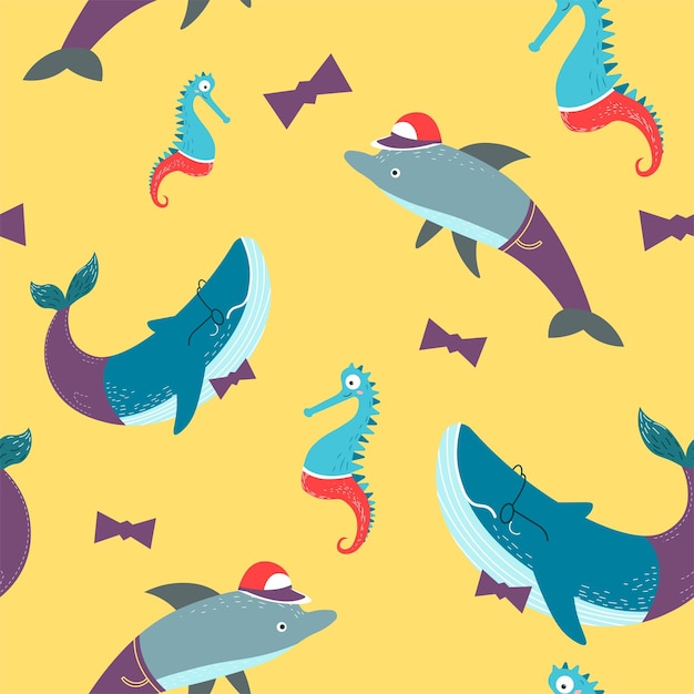 Marine animals and underwater life pattern print