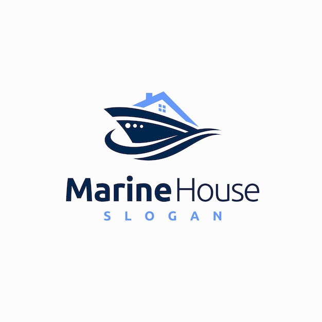 marine house logo with ship concept