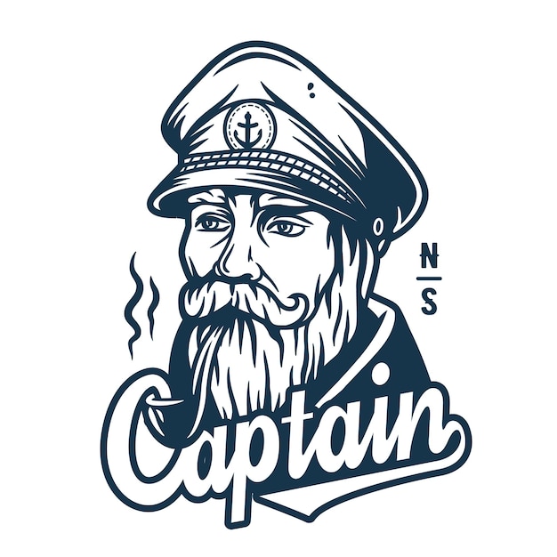 Marine sailor captain with pipe Nautical skipper