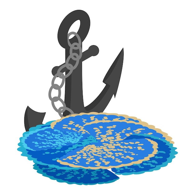 Marine symbol icon isometric vector Exotic blue coral and ship anchor icon Nautical concept underwater world