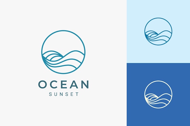 Marine or water theme logo in simple ocean wave circle shape