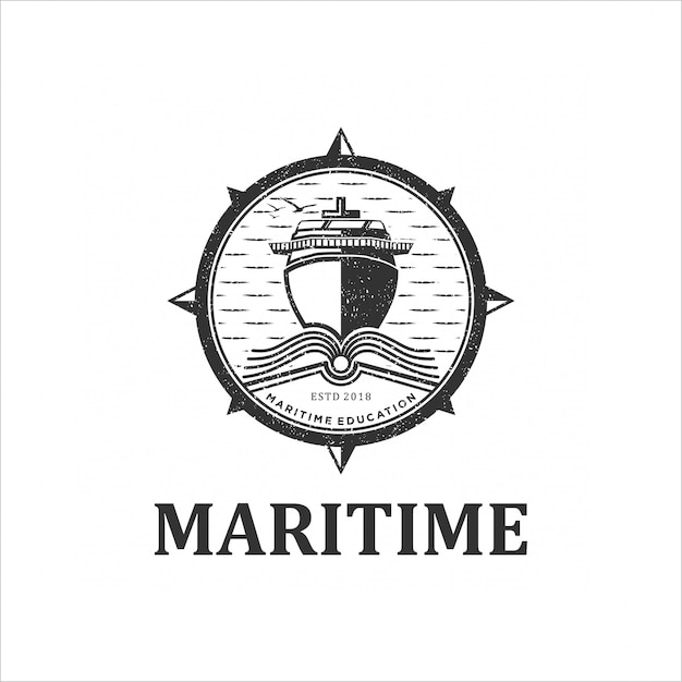 Maritime school vintage logo design