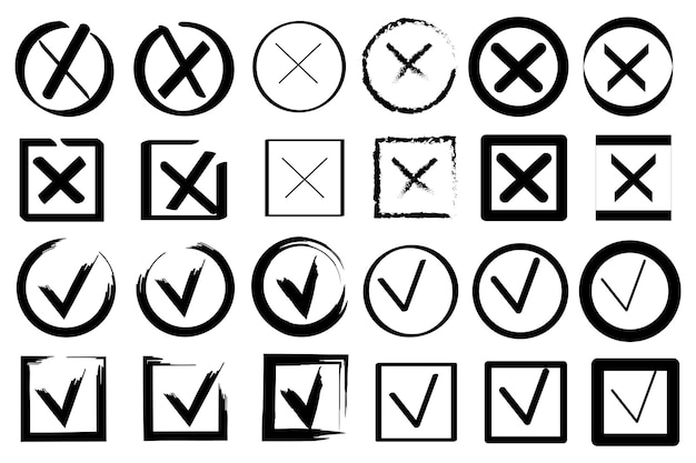 Mark symbol Cross icon Sketch illustration with cross check mark choice Vector illustration Stock image