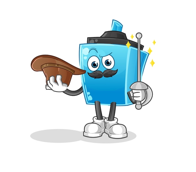 Marker pen fencer character. cartoon mascot vector