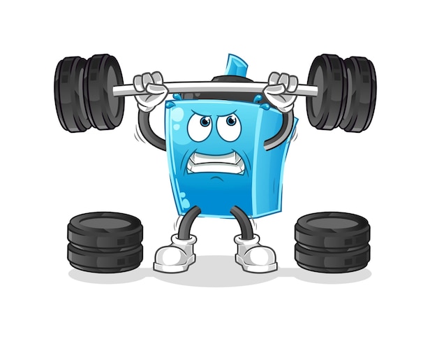 Marker pen lifting the barbell character. cartoon mascot vector