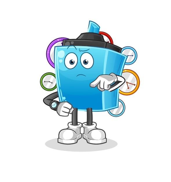 Marker pen with wristwatch cartoon. cartoon mascot vector