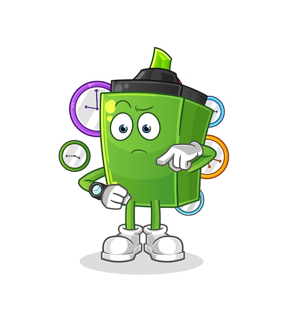 The marker with wristwatch cartoon. cartoon mascot 