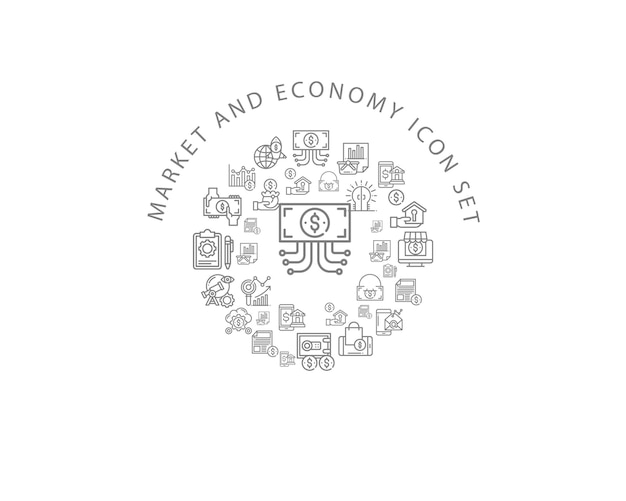 MArket and economy icon set design