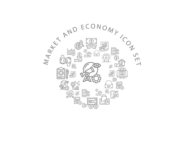 MArket and economy icon set design