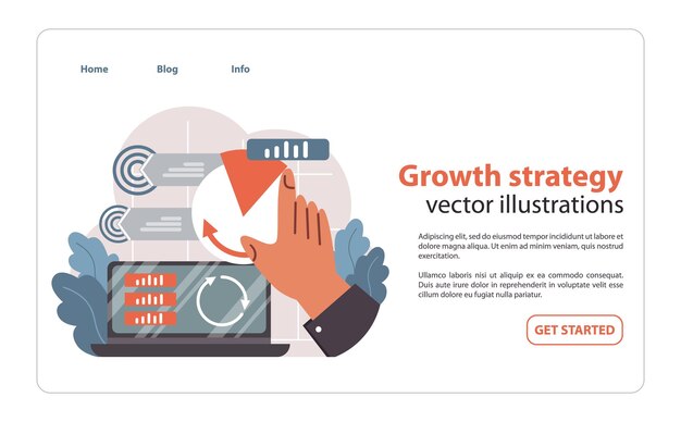 Vector market penetration concept a professional adjusts growth strategy pie chart streamlining approach