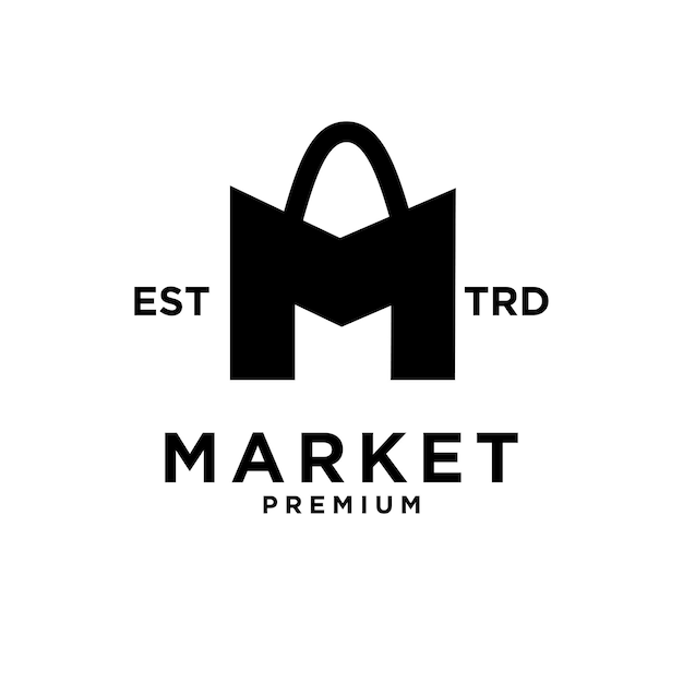 Market shop bag initial M logo icon design