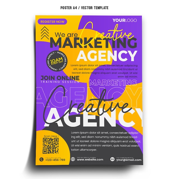 Vector marketing agency poster template