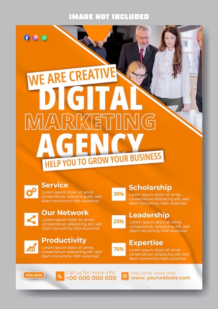 Marketing agency promotional flyer template design