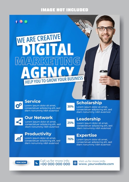 Marketing agency promotional flyer template design