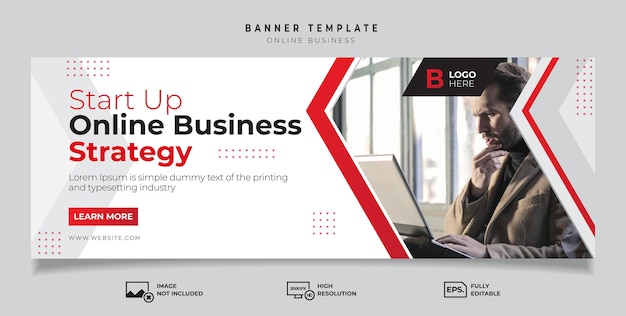 Marketing business banner template Online business banner premium vector web banner template