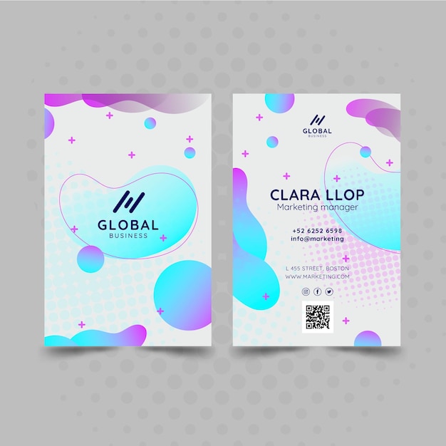 Marketing business double-sided businesscard vertical