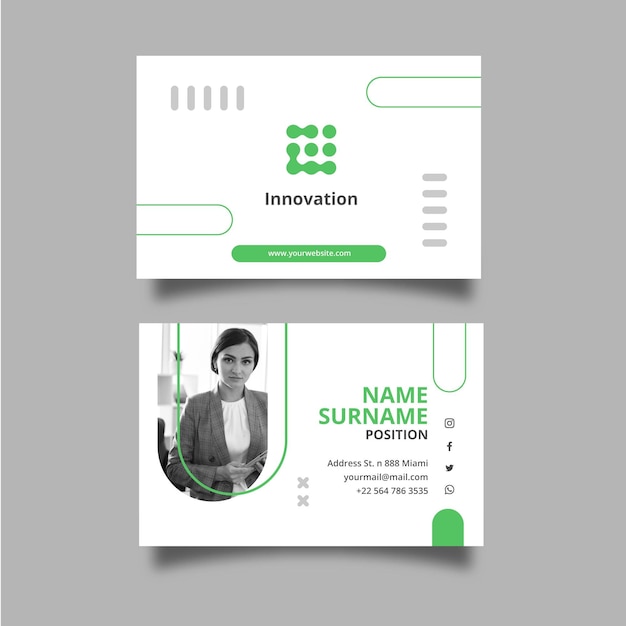 Marketing business double-sided horizontal business card template