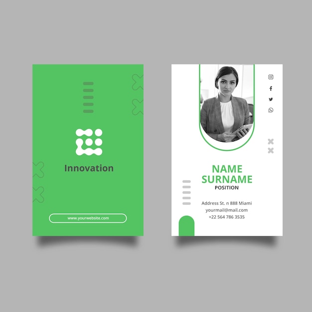 Marketing business double-sided vertical business card template