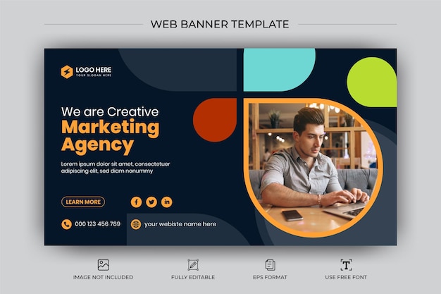 Vector marketing business social media web banner and youtube thumbnail vector template