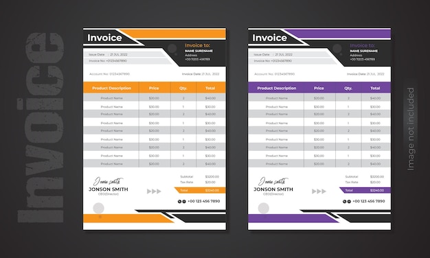 Marketing business vertical invoice template