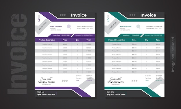 Marketing business vertical invoice template