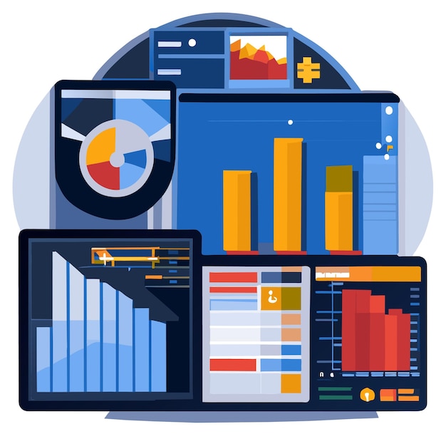 Marketing growth statistics template or analyzing growth chart or elements collection dashboard