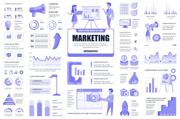 Vector marketing and promo infographic elements different charts diagrams workflow flowchart