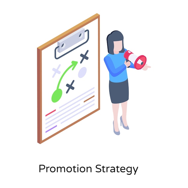 Vector marketing scheme an isometric icon of promotion strategy