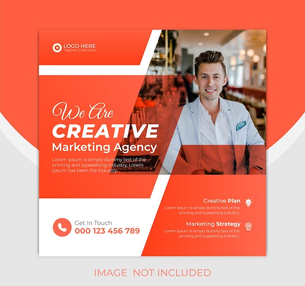 Marketing social media promotional banner and Instagram post design template