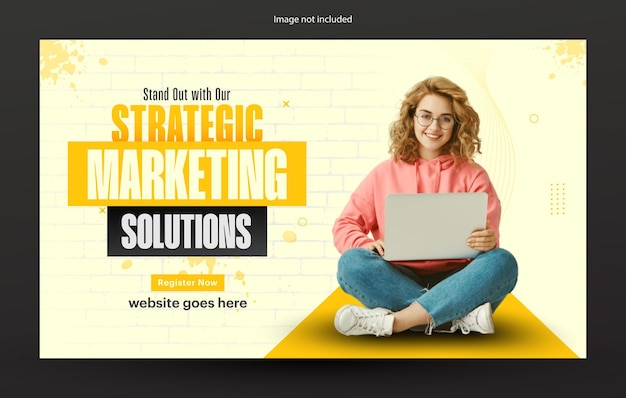 Vector marketing solutions web banner template illustration