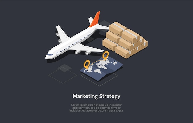 Marketing Strategy Illustration In Cartoon 3D Style.