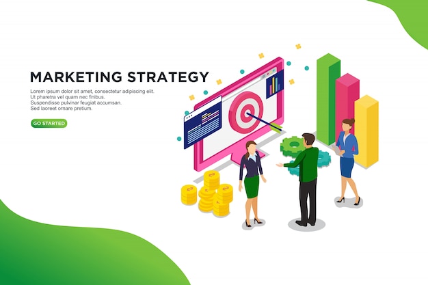 Marketing strategy isometric vector illustration concept.