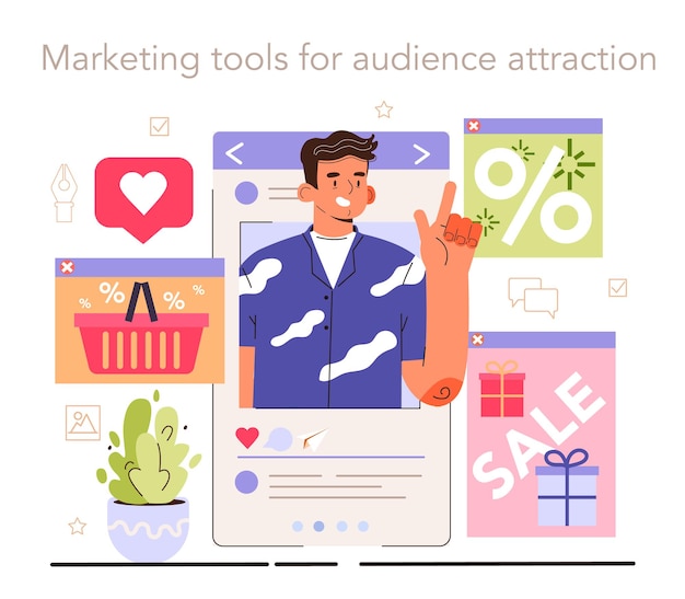 Marketing tools for audience attraction social media content manager